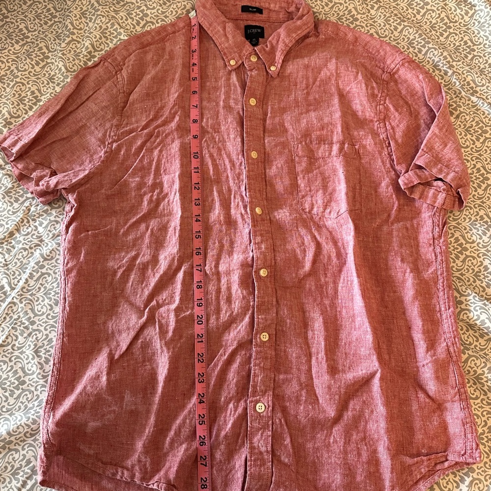 Jcrew slim linen Red Casual Button Down Shirt